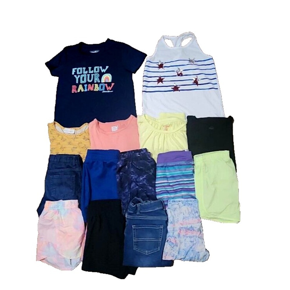 EUC HUGE Lot Mix Brand Girls‎ Casual Tops & Shorts 15 Pieces Sz 10-12